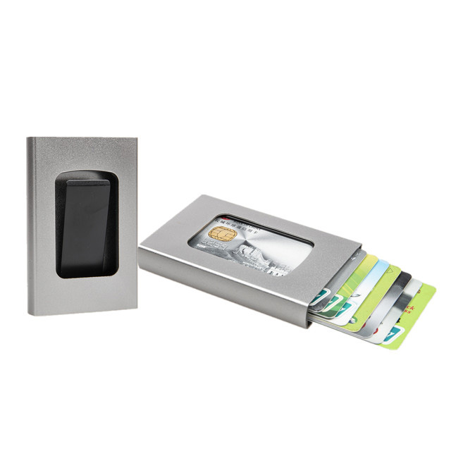 Suport card de credit din aluminiu cu blocare RFID